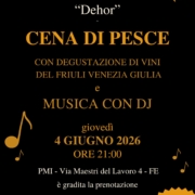 CENA DI PESCE Giovedì 4 Giugno 2026 ore 21:00